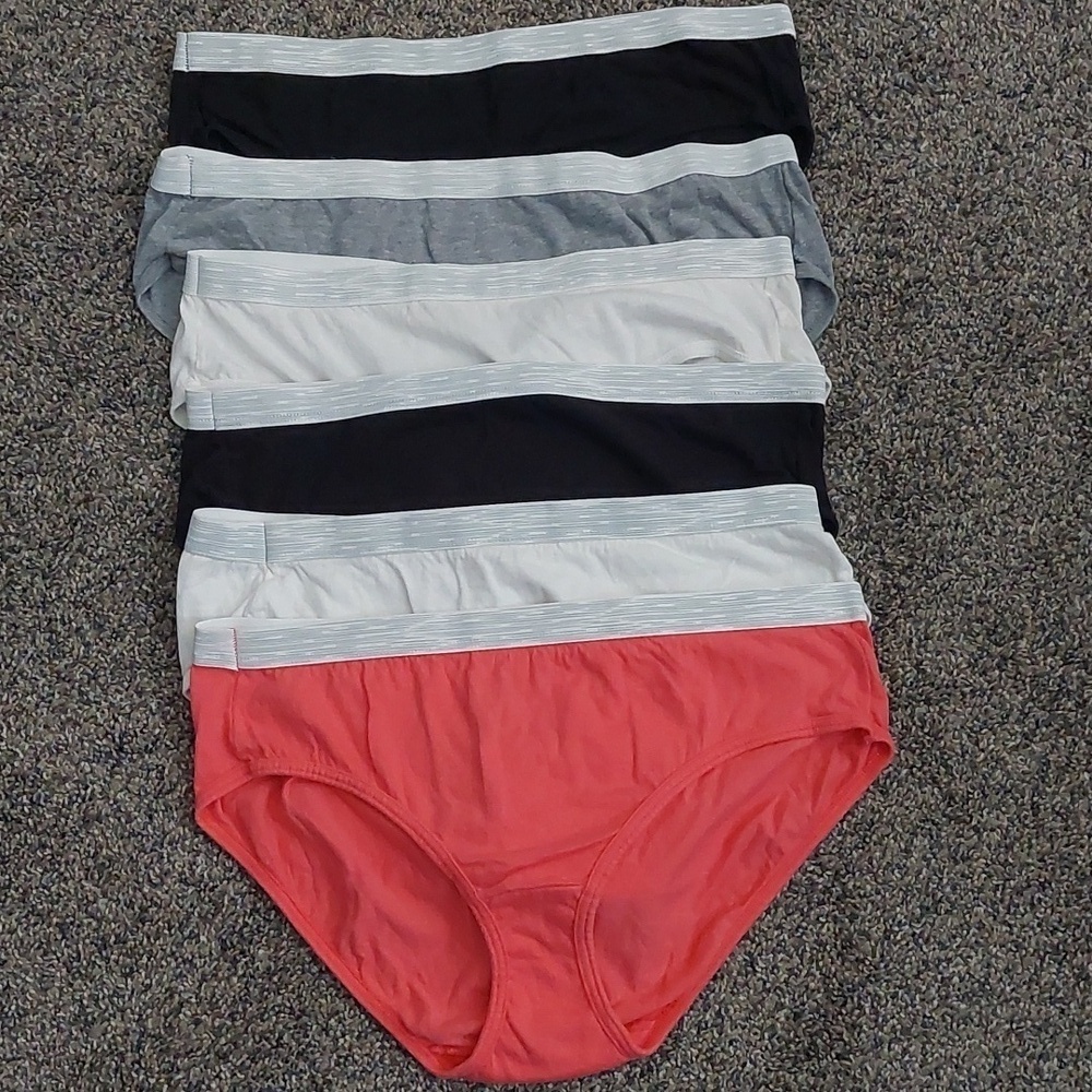 6 Pack Brandnew 'Washed' Hanes Cotton Hipsters Soft Comfy Elastic Waistband 8/XL